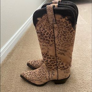 Nocona distressed leopard print boots
